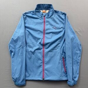 Puma Sportlifestyle Womens XL Blue Pink Full Zip Track Jacket Textured Running